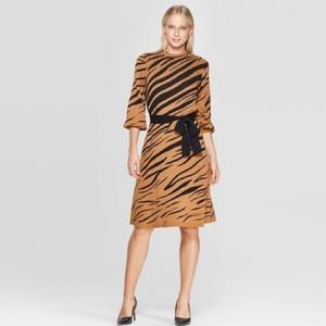 Who What Wear Knit Tiger Print Sweater Dress
